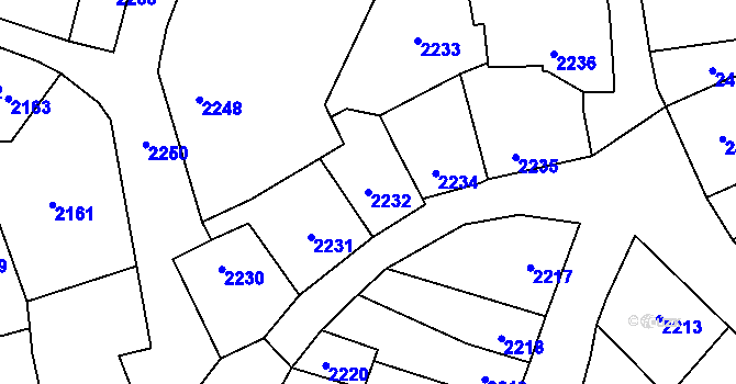 Parcela st. 2232 v KÚ Kostelec nad Černými lesy, Katastrální mapa