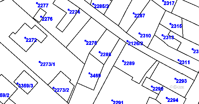 Parcela st. 2288 v KÚ Kostelec nad Černými lesy, Katastrální mapa