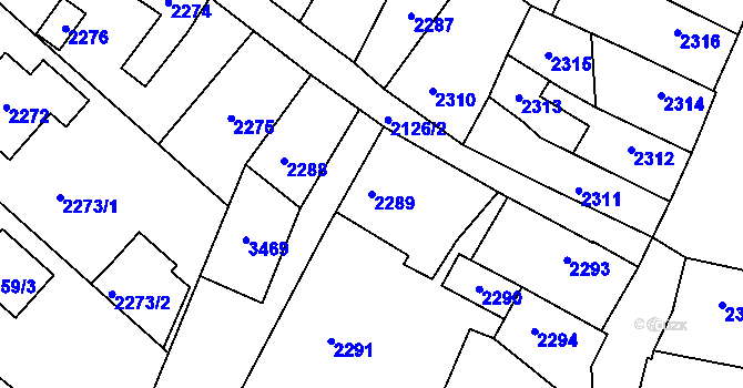 Parcela st. 2289 v KÚ Kostelec nad Černými lesy, Katastrální mapa