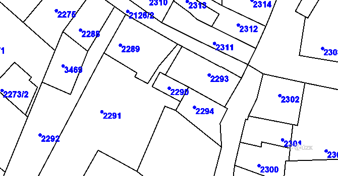 Parcela st. 2290 v KÚ Kostelec nad Černými lesy, Katastrální mapa
