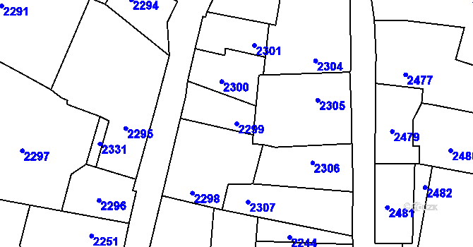 Parcela st. 2299 v KÚ Kostelec nad Černými lesy, Katastrální mapa