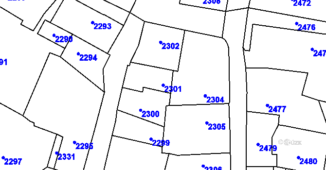 Parcela st. 2301 v KÚ Kostelec nad Černými lesy, Katastrální mapa