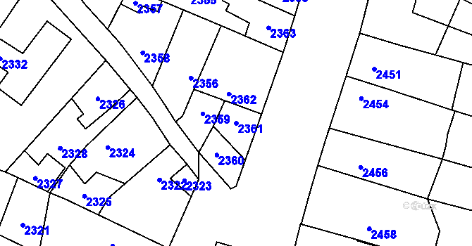 Parcela st. 2361 v KÚ Kostelec nad Černými lesy, Katastrální mapa