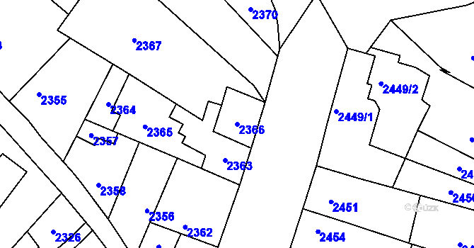 Parcela st. 2366 v KÚ Kostelec nad Černými lesy, Katastrální mapa