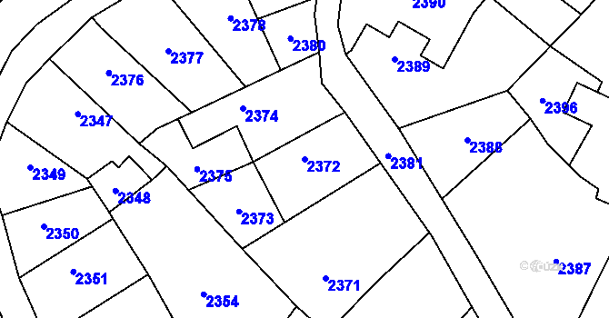 Parcela st. 2372 v KÚ Kostelec nad Černými lesy, Katastrální mapa