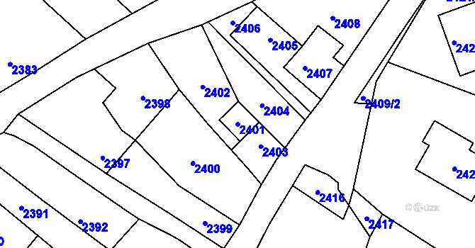 Parcela st. 2401 v KÚ Kostelec nad Černými lesy, Katastrální mapa