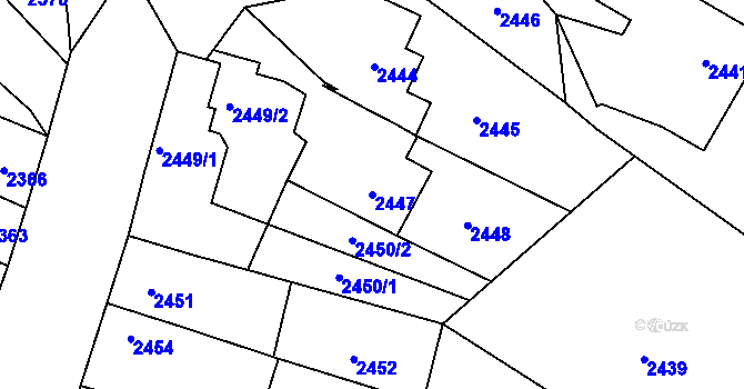 Parcela st. 2447 v KÚ Kostelec nad Černými lesy, Katastrální mapa