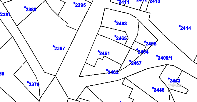 Parcela st. 2461 v KÚ Kostelec nad Černými lesy, Katastrální mapa