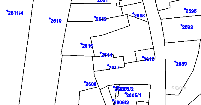 Parcela st. 2614 v KÚ Kostelec nad Černými lesy, Katastrální mapa