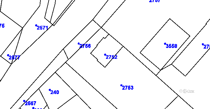 Parcela st. 2752 v KÚ Kostelec nad Černými lesy, Katastrální mapa