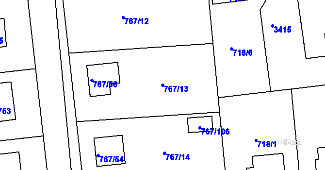 Parcela st. 767/13 v KÚ Kostelec nad Černými lesy, Katastrální mapa