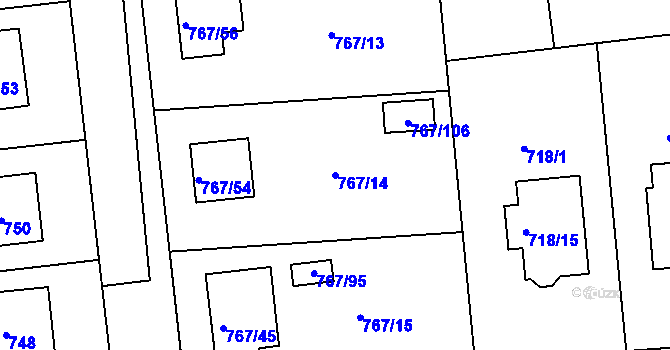 Parcela st. 767/14 v KÚ Kostelec nad Černými lesy, Katastrální mapa