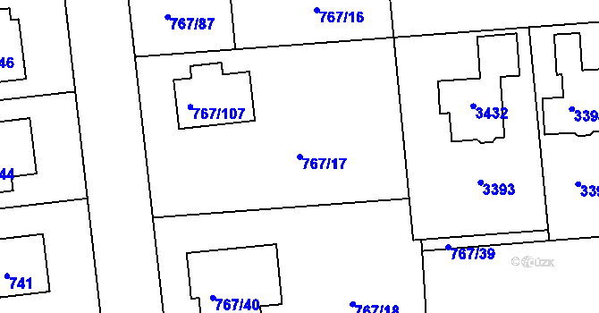 Parcela st. 767/17 v KÚ Kostelec nad Černými lesy, Katastrální mapa