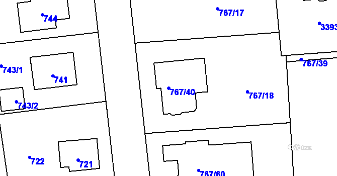 Parcela st. 767/40 v KÚ Kostelec nad Černými lesy, Katastrální mapa