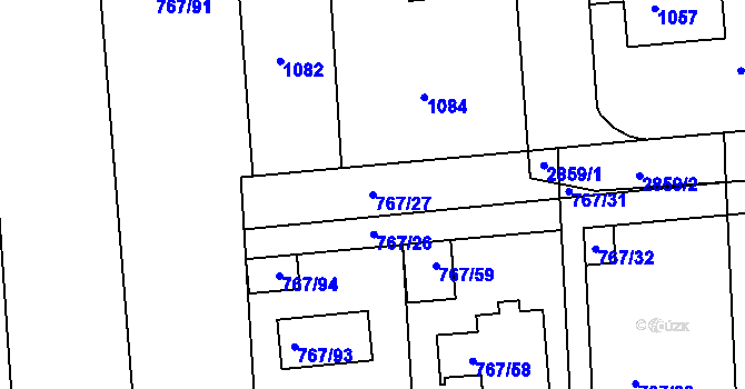 Parcela st. 767/27 v KÚ Kostelec nad Černými lesy, Katastrální mapa