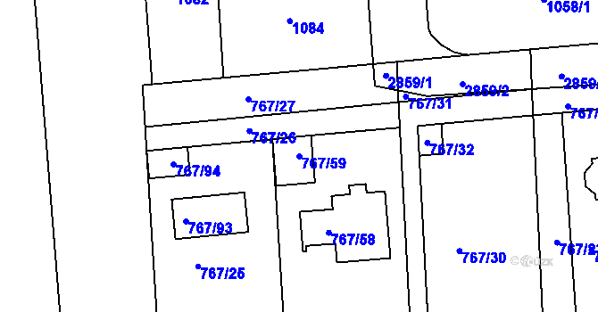 Parcela st. 767/59 v KÚ Kostelec nad Černými lesy, Katastrální mapa