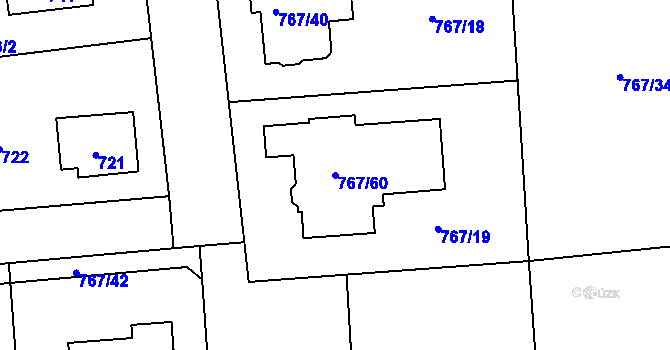 Parcela st. 767/60 v KÚ Kostelec nad Černými lesy, Katastrální mapa
