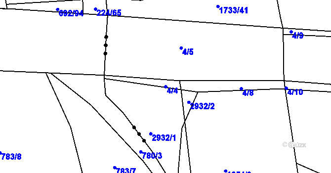 Parcela st. 4/4 v KÚ Kostelec nad Černými lesy, Katastrální mapa