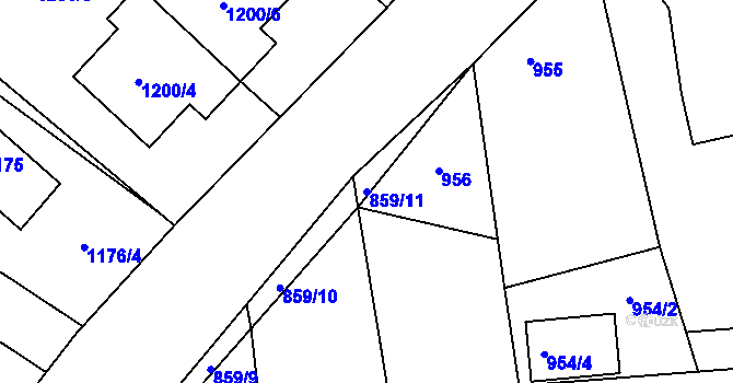Parcela st. 859/11 v KÚ Kostelec nad Černými lesy, Katastrální mapa