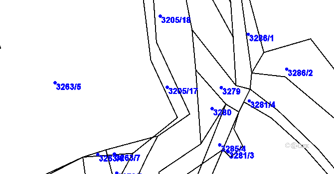 Parcela st. 3205/17 v KÚ Kostelec nad Černými lesy, Katastrální mapa