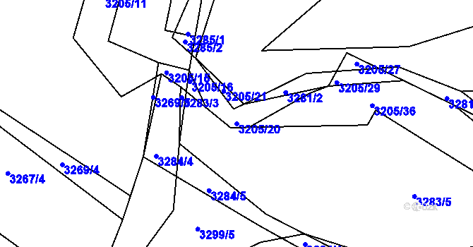 Parcela st. 3205/20 v KÚ Kostelec nad Černými lesy, Katastrální mapa