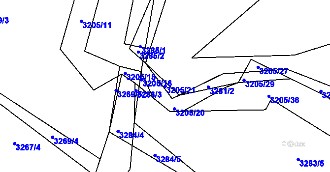 Parcela st. 3205/21 v KÚ Kostelec nad Černými lesy, Katastrální mapa