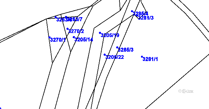 Parcela st. 3205/22 v KÚ Kostelec nad Černými lesy, Katastrální mapa