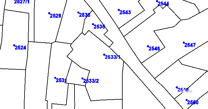 Parcela st. 2533/1 v KÚ Kostelec nad Černými lesy, Katastrální mapa
