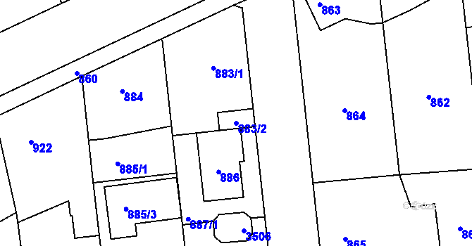 Parcela st. 883/2 v KÚ Kostelec nad Černými lesy, Katastrální mapa