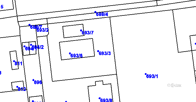 Parcela st. 693/3 v KÚ Kostelec nad Černými lesy, Katastrální mapa