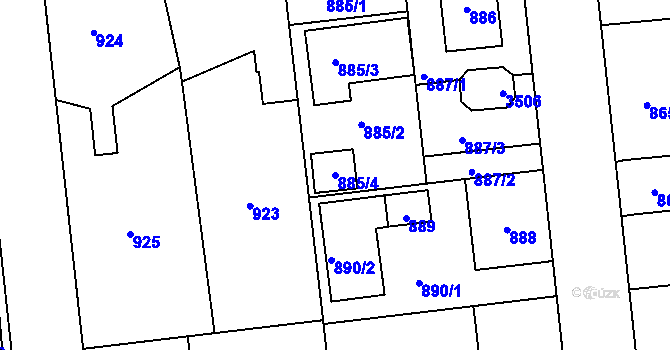 Parcela st. 885/4 v KÚ Kostelec nad Černými lesy, Katastrální mapa