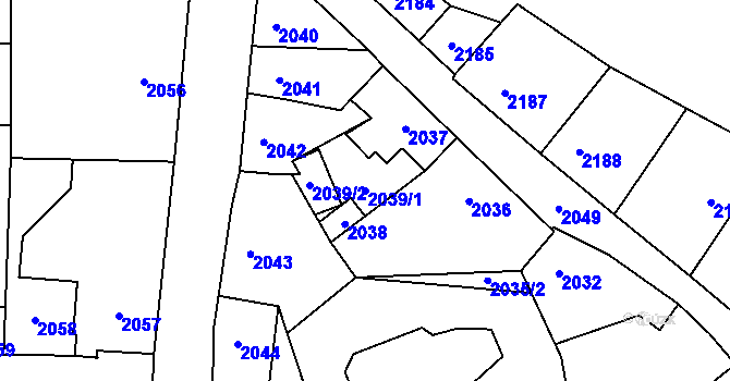 Parcela st. 2039/1 v KÚ Kostelec nad Černými lesy, Katastrální mapa