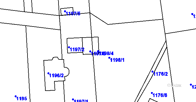 Parcela st. 1198/4 v KÚ Kostelec nad Černými lesy, Katastrální mapa