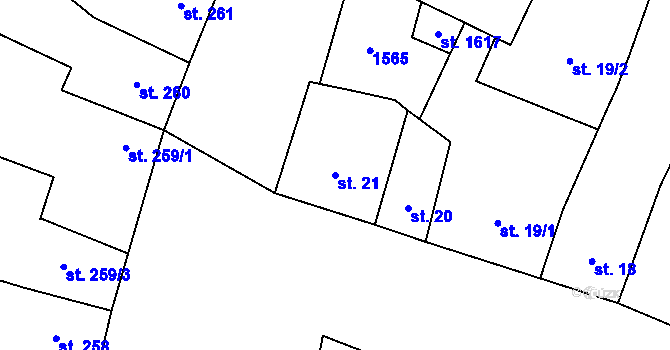 Parcela st. 21 v KÚ Kostelec nad Labem, Katastrální mapa