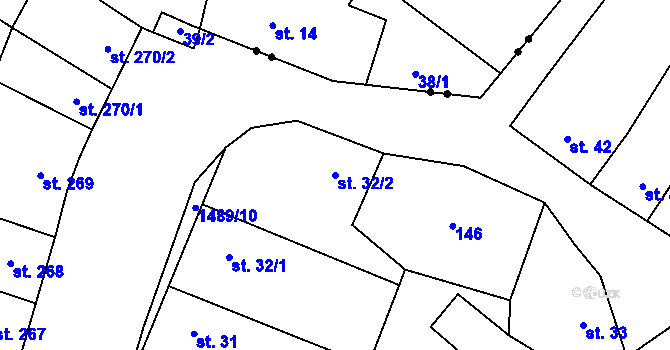 Parcela st. 32/2 v KÚ Kostelec nad Labem, Katastrální mapa