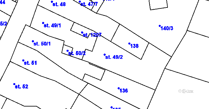 Parcela st. 49/2 v KÚ Kostelec nad Labem, Katastrální mapa
