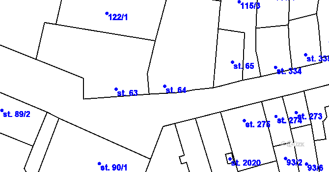 Parcela st. 64 v KÚ Kostelec nad Labem, Katastrální mapa