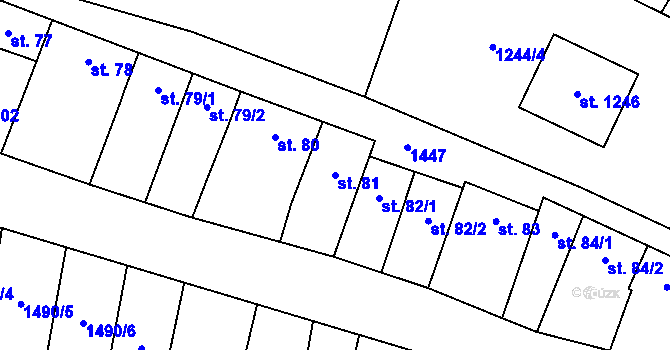 Parcela st. 81 v KÚ Kostelec nad Labem, Katastrální mapa