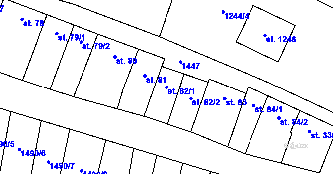 Parcela st. 82/1 v KÚ Kostelec nad Labem, Katastrální mapa