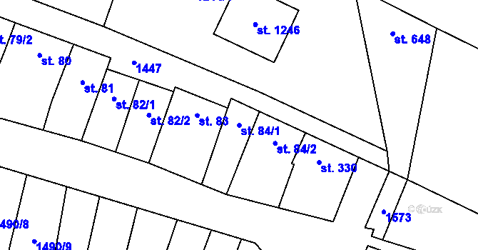 Parcela st. 84/1 v KÚ Kostelec nad Labem, Katastrální mapa