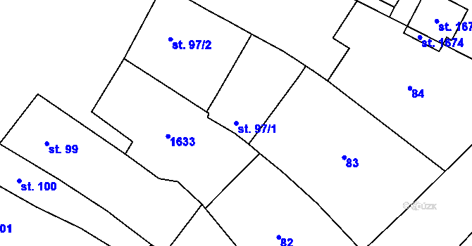 Parcela st. 97/1 v KÚ Kostelec nad Labem, Katastrální mapa