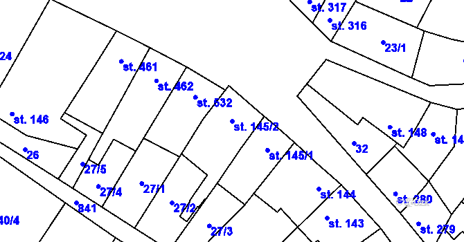 Parcela st. 145/2 v KÚ Kostelec nad Labem, Katastrální mapa