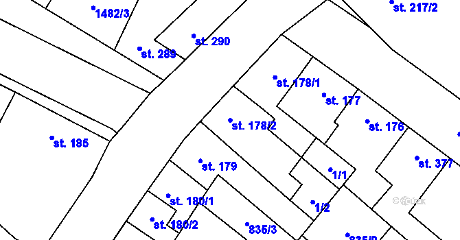 Parcela st. 178/2 v KÚ Kostelec nad Labem, Katastrální mapa