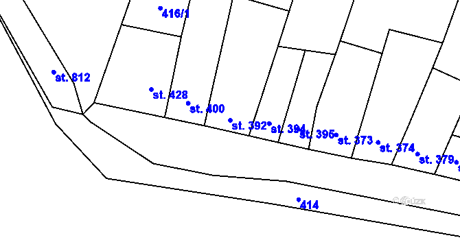Parcela st. 392 v KÚ Kostelec nad Labem, Katastrální mapa