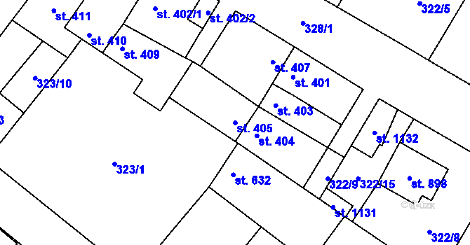 Parcela st. 405 v KÚ Kostelec nad Labem, Katastrální mapa