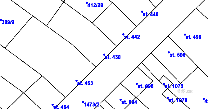 Parcela st. 438 v KÚ Kostelec nad Labem, Katastrální mapa