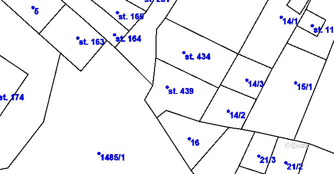Parcela st. 439 v KÚ Kostelec nad Labem, Katastrální mapa