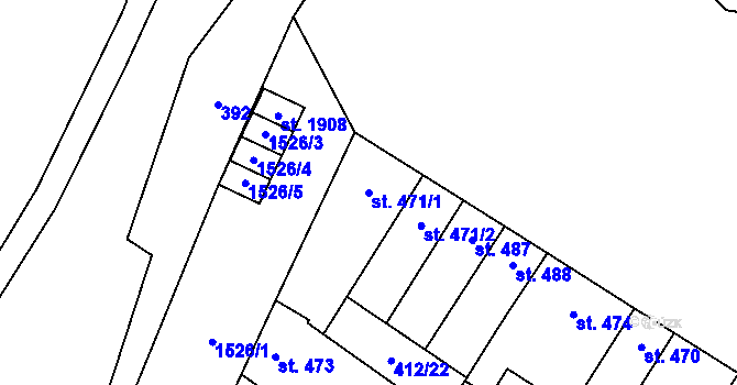 Parcela st. 471/1 v KÚ Kostelec nad Labem, Katastrální mapa