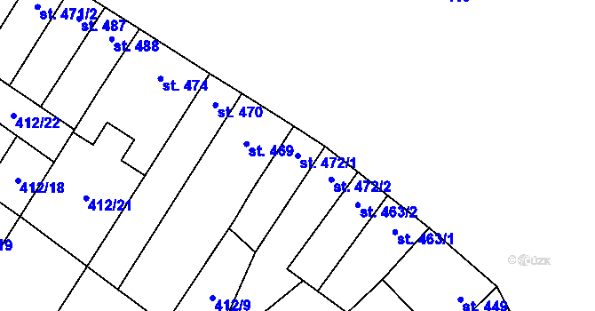 Parcela st. 472/1 v KÚ Kostelec nad Labem, Katastrální mapa