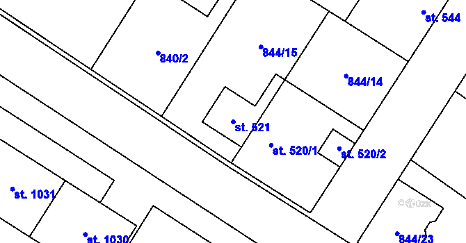 Parcela st. 521 v KÚ Kostelec nad Labem, Katastrální mapa